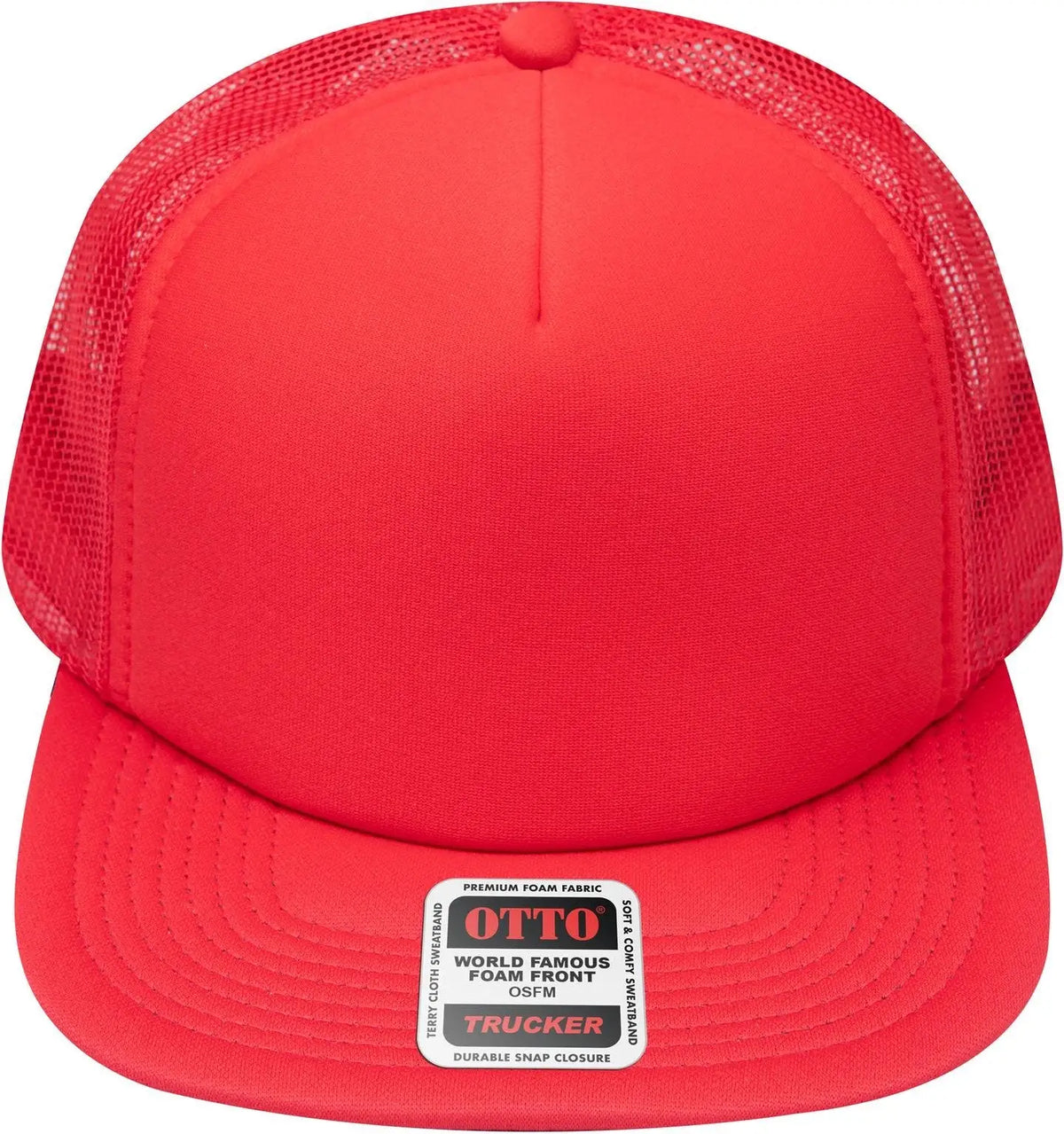 Otto 132-1037 ?Otto Snap’ 5 Panel High Crown Mesh Back Trucker Snapback Cap - Red - 6 1/2’’ - 7 5/8’’