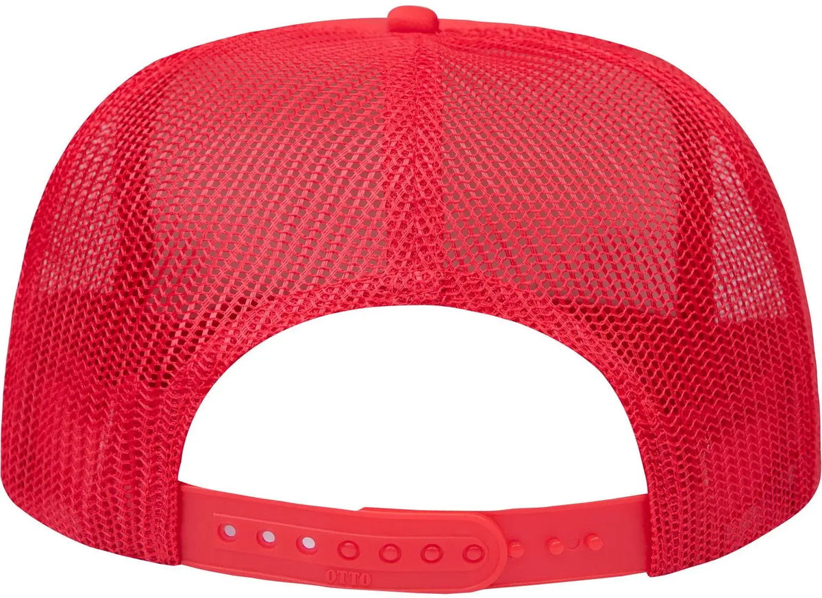Otto 132-1037 ?Otto Snap’ 5 Panel High Crown Mesh Back Trucker Snapback Cap - Red - 6 1/2’’ - 7 5/8’’