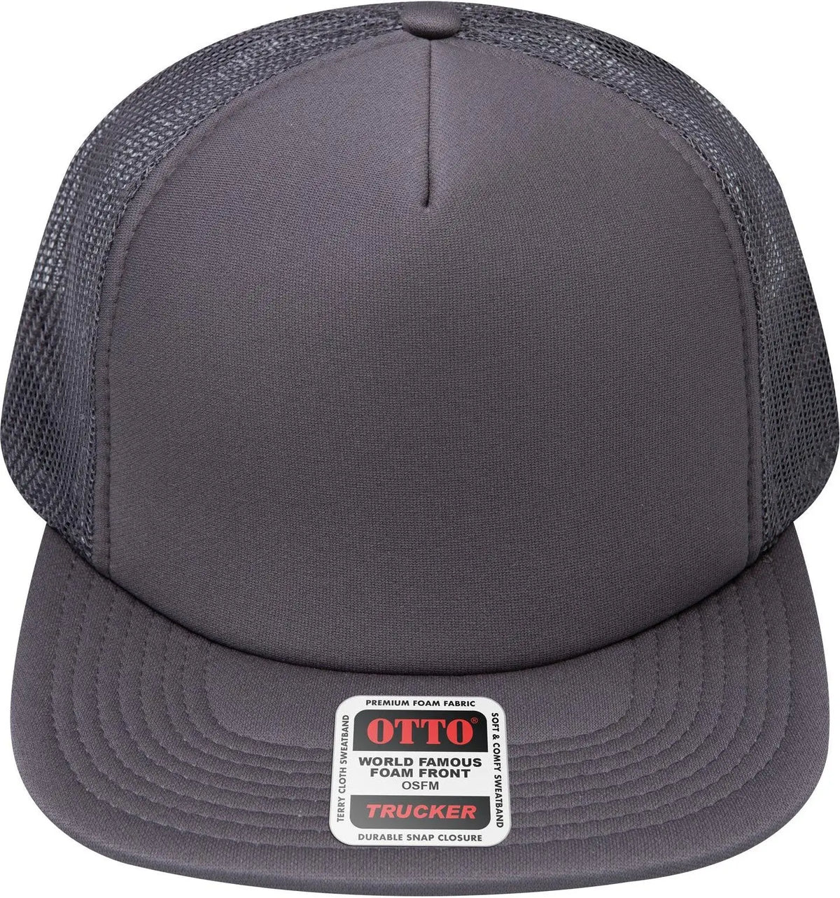 Otto 132-1037 ?Otto Snap’ 5 Panel High Crown Mesh Back Trucker Snapback Cap - Char. Gray - 6 1/2’’ - 7 5/8’’