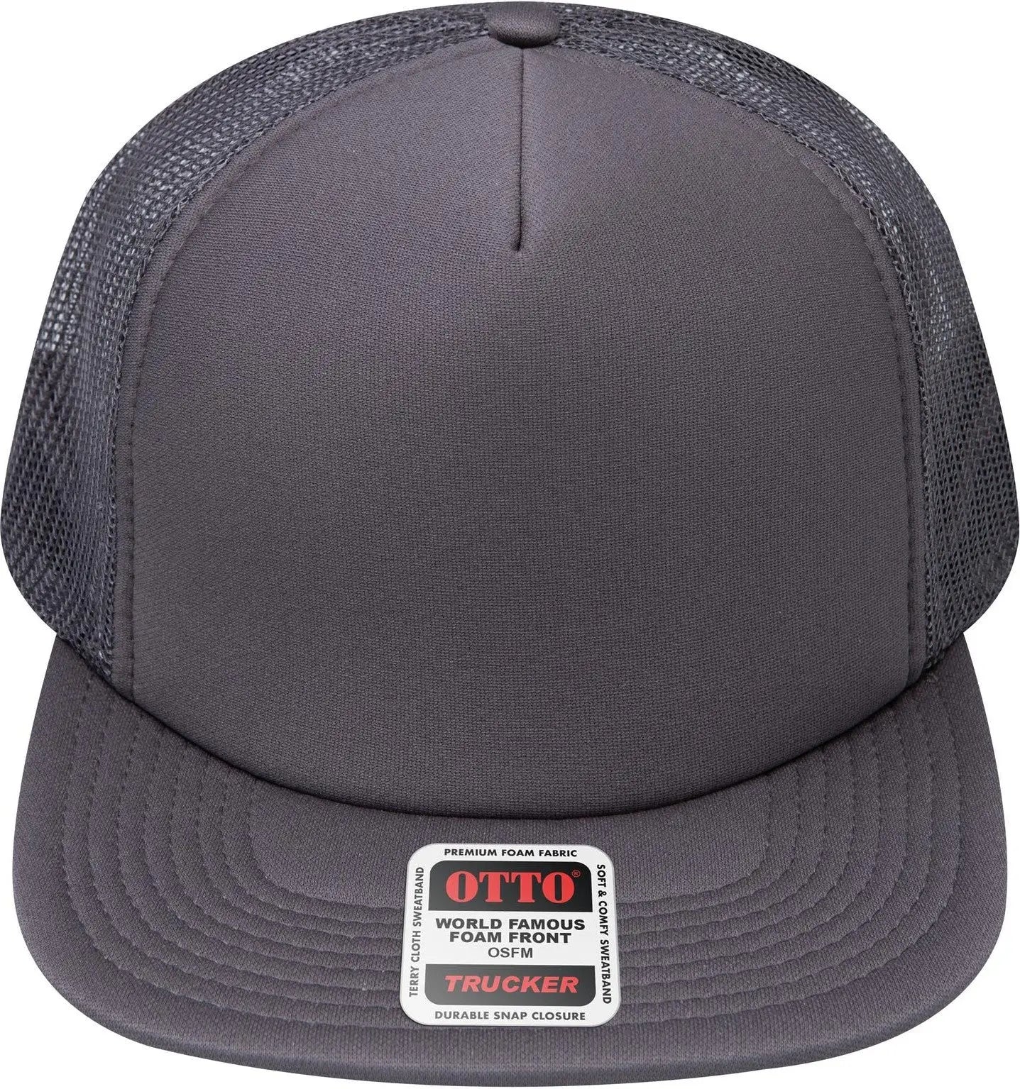 Otto 132-1037 ?Otto Snap’ 5 Panel High Crown Mesh Back Trucker Snapback Cap - Char. Gray - 6 1/2’’ - 7 5/8’’