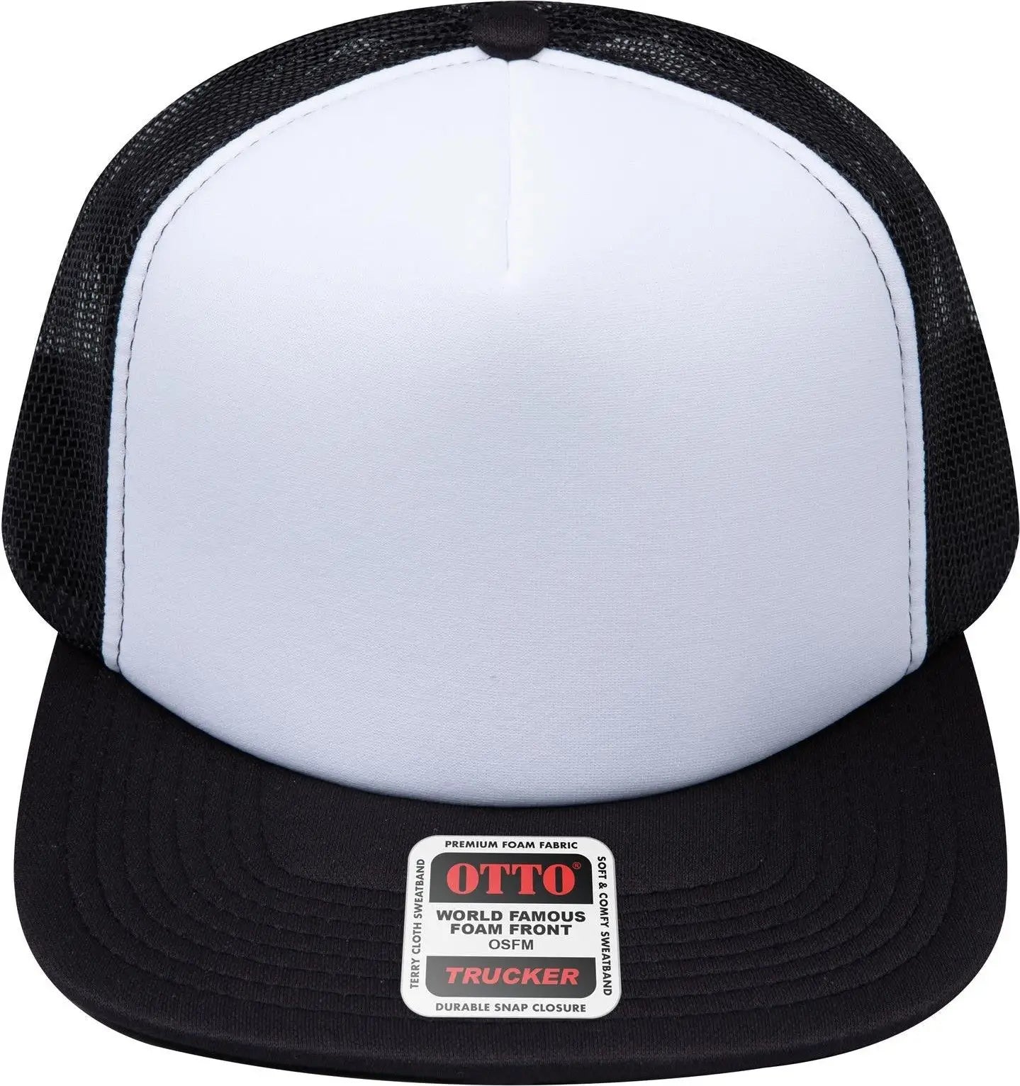 Otto 132-1037 ?Otto Snap’ 5 Panel High Crown Mesh Back Trucker Snapback Cap - Blk/wht/blk - 6 1/2’’ - 7 5/8’’