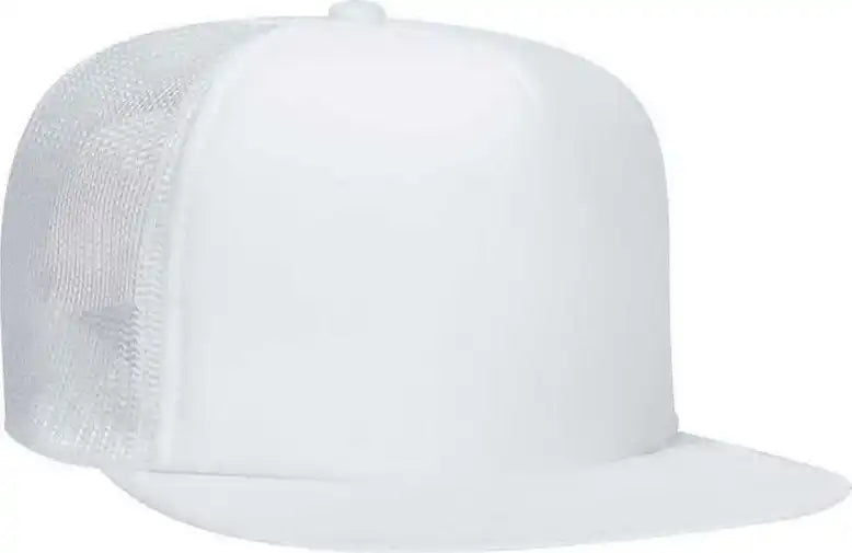 Otto 132-1037 Polyester Foam Front Flat Visor High Crown Golf Style Mesh Back Cap - White - one Size Fits Most