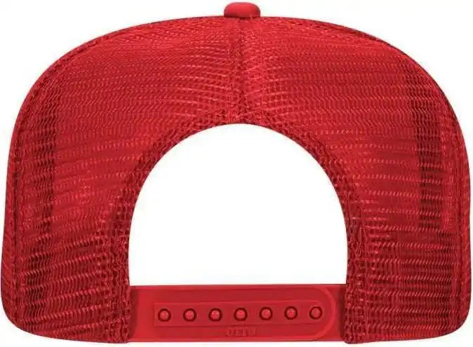 Otto 132-1037 Polyester Foam Front Flat Visor High Crown Golf Style Mesh Back Cap - Red - one Size Fits Most