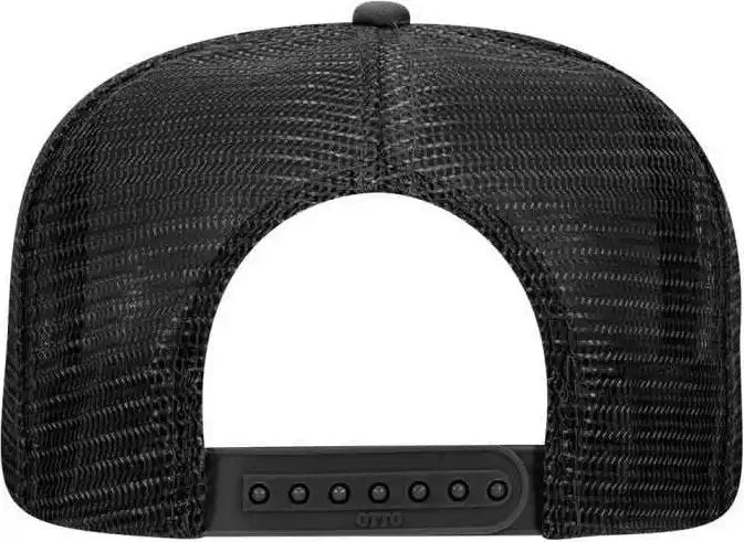 Otto 132 1037 Polyester Foam Front Flat Visor High Crown Golf Style Mesh Back Cap Black White / one Size Fits Most