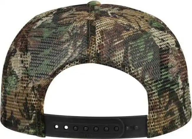 Otto 132-1125 Snap Camouflage 5 Panel High Crown Mesh Back Trucker Cap - Light Loden Brown Kelly Black - Olive