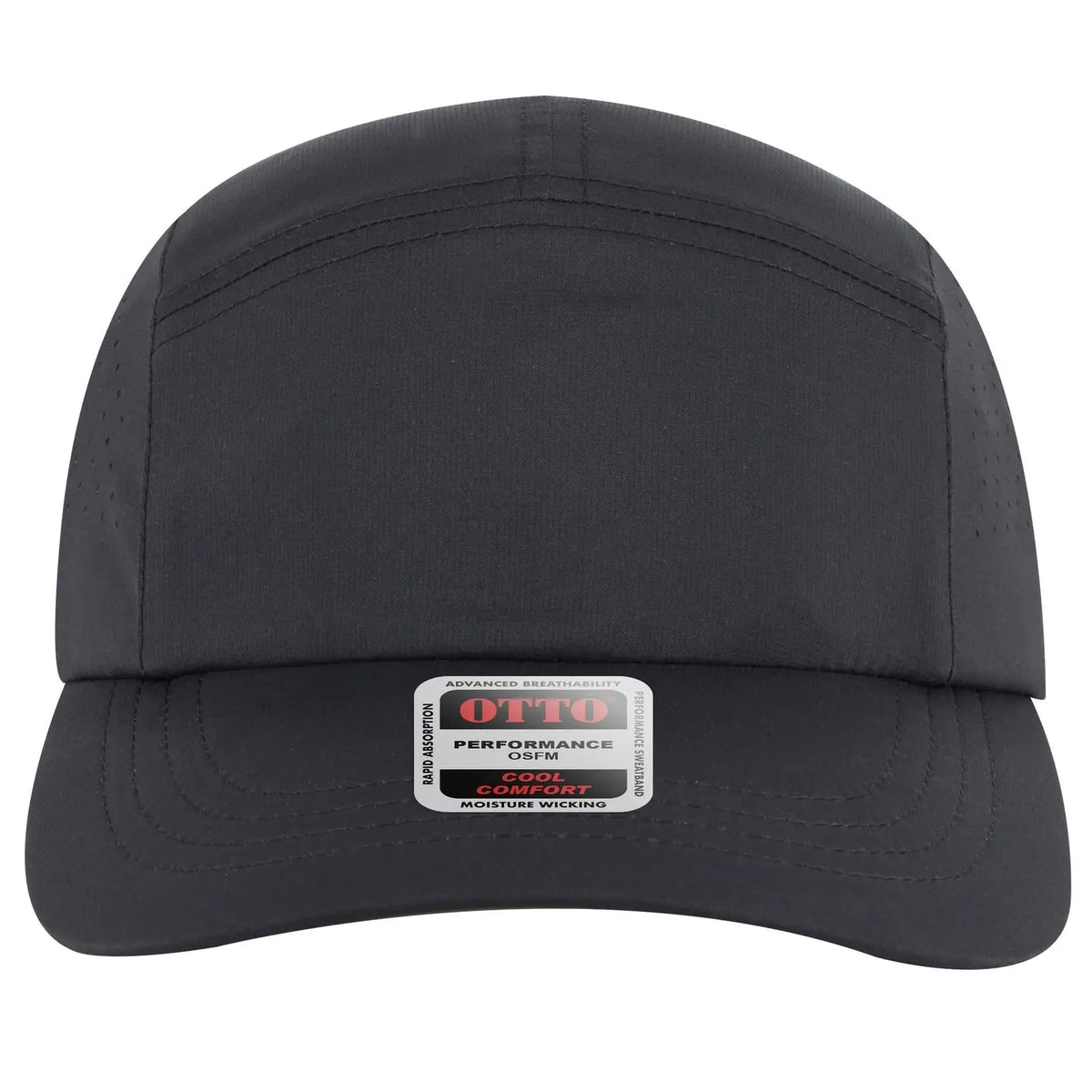 Otto 133-1 5 Panel Running Cap with Elastic Soft Visor - Black - 7 3/8’’ - 5/8’’
