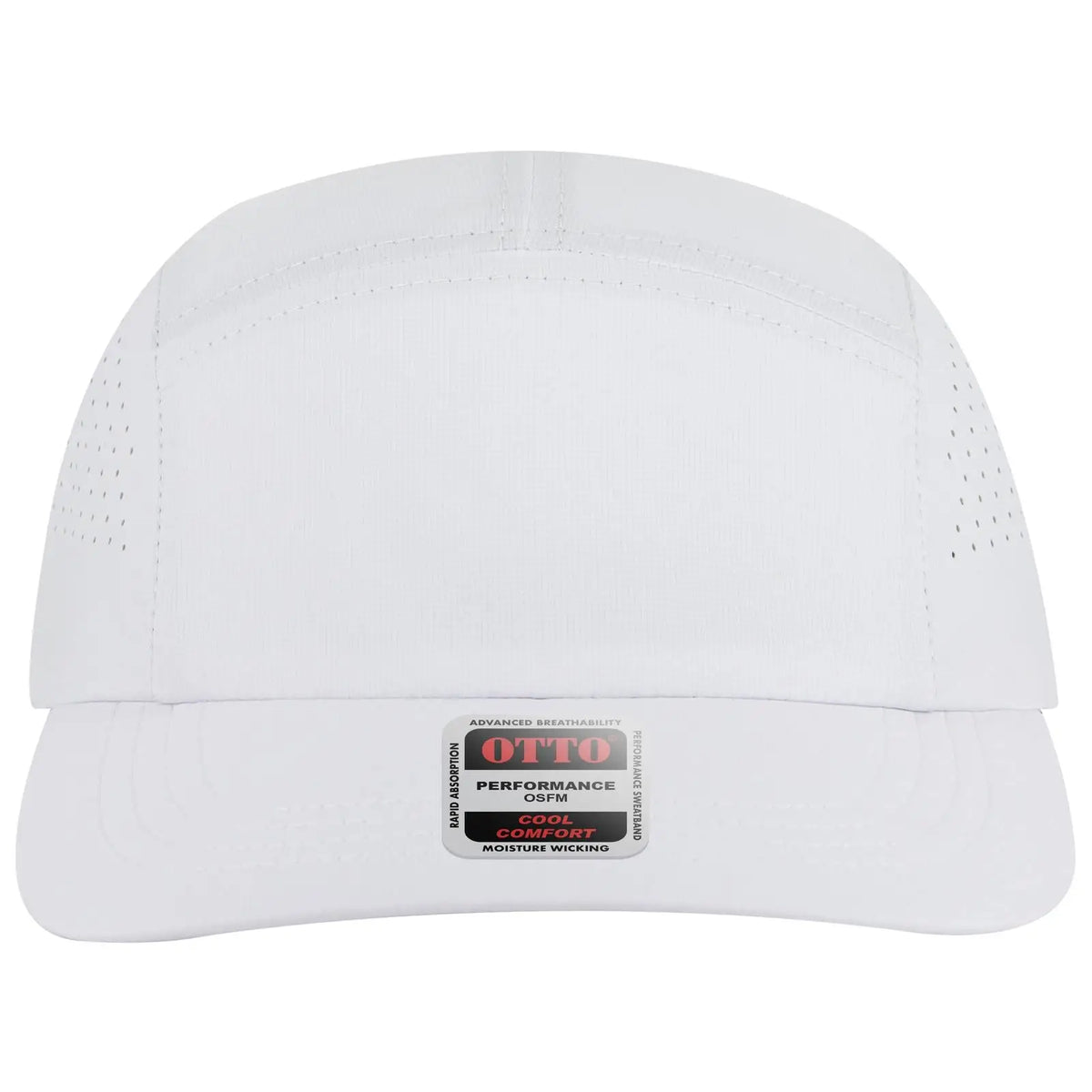 Otto 133-1 5 Panel Running Cap with Elastic Soft Visor - White - 7 3/8’’ - 5/8’’