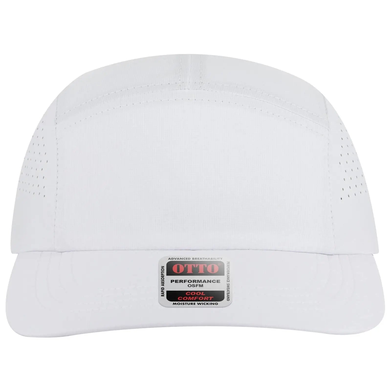 Otto 133-1 5 Panel Running Cap with Elastic Soft Visor - White - 7 3/8’’ - 5/8’’