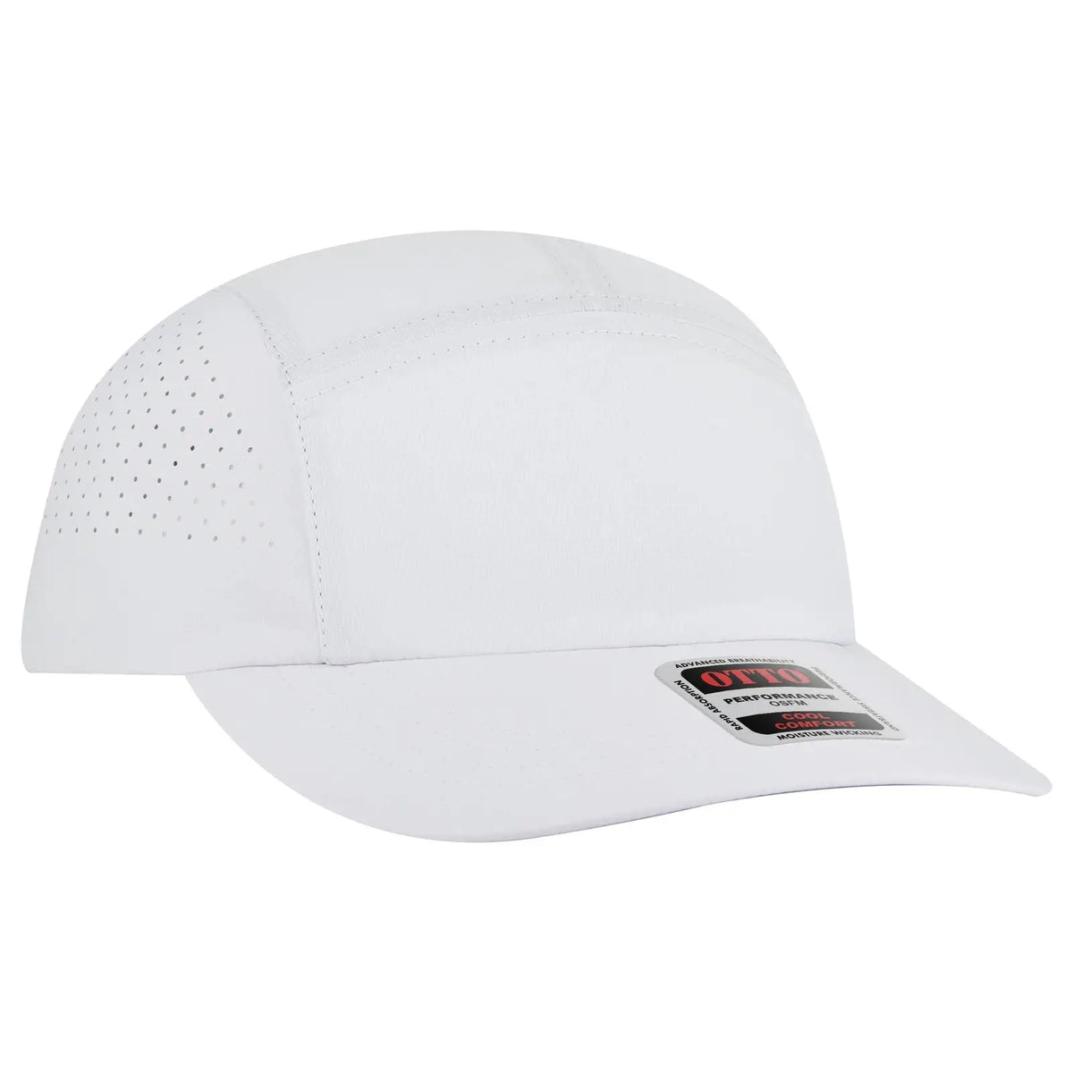 Otto 133-1 5 Panel Running Cap with Elastic Soft Visor - White - 7 3/8’’ - 5/8’’