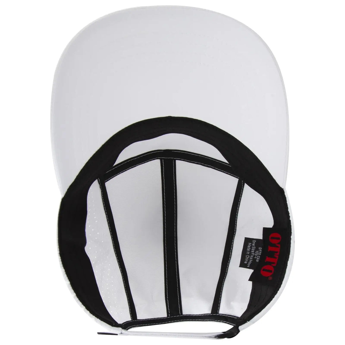 Otto 133-1 5 Panel Running Cap with Elastic Soft Visor - White - 7 3/8’’ - 5/8’’