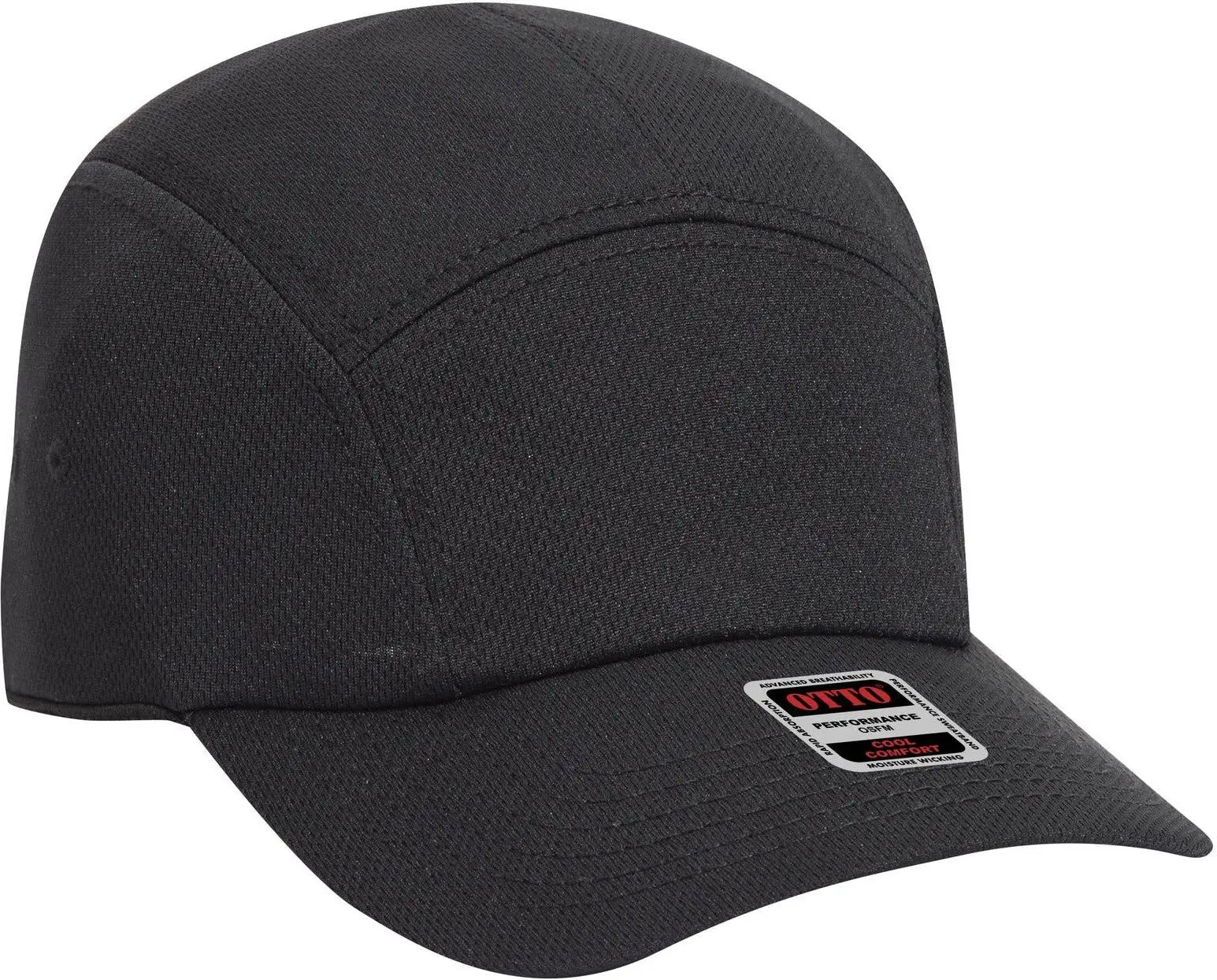 Otto 133-1047 5 Panel Running Cap - Black - 6 1/2’’ - 7 5/8’’