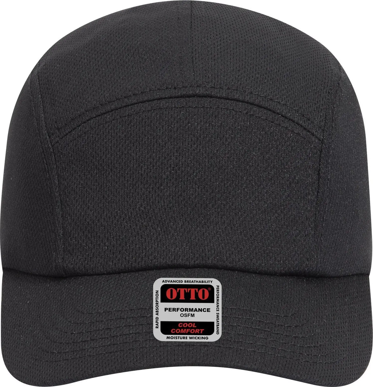 Otto 133-1047 5 Panel Running Cap - Black - 6 1/2’’ - 7 5/8’’