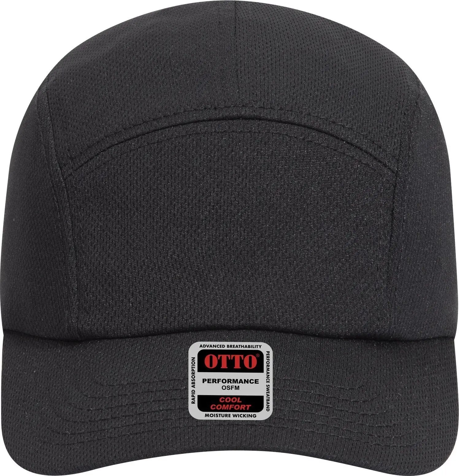 Otto 133-1047 5 Panel Running Cap - Black - 6 1/2’’ - 7 5/8’’
