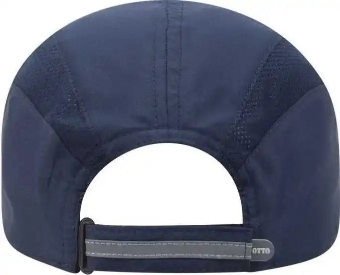 Otto 133-1240 6 Panel Polyester Pongee with Mesh Inserts and Reflective Sandwich Visor Running Cap - Navy - one Size