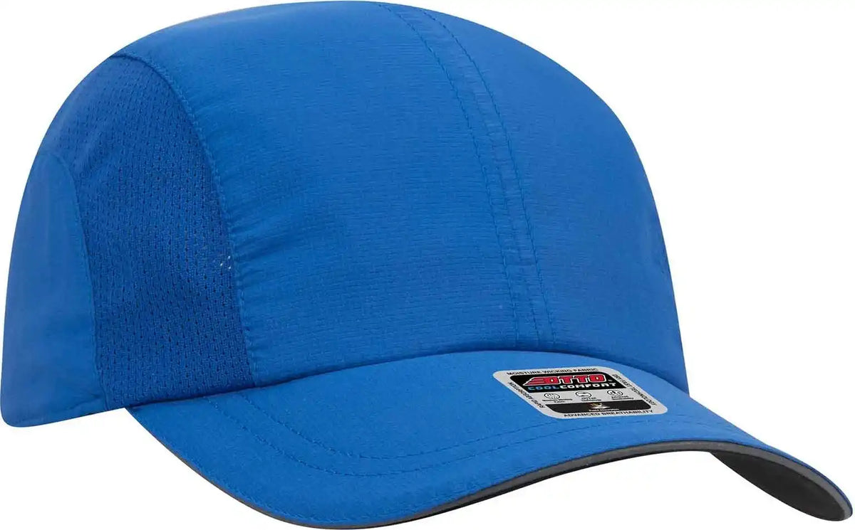 Otto 133-1240 6 Panel Polyester Pongee with Mesh Inserts and Reflective Sandwich Visor Running Cap - Royal - one Size