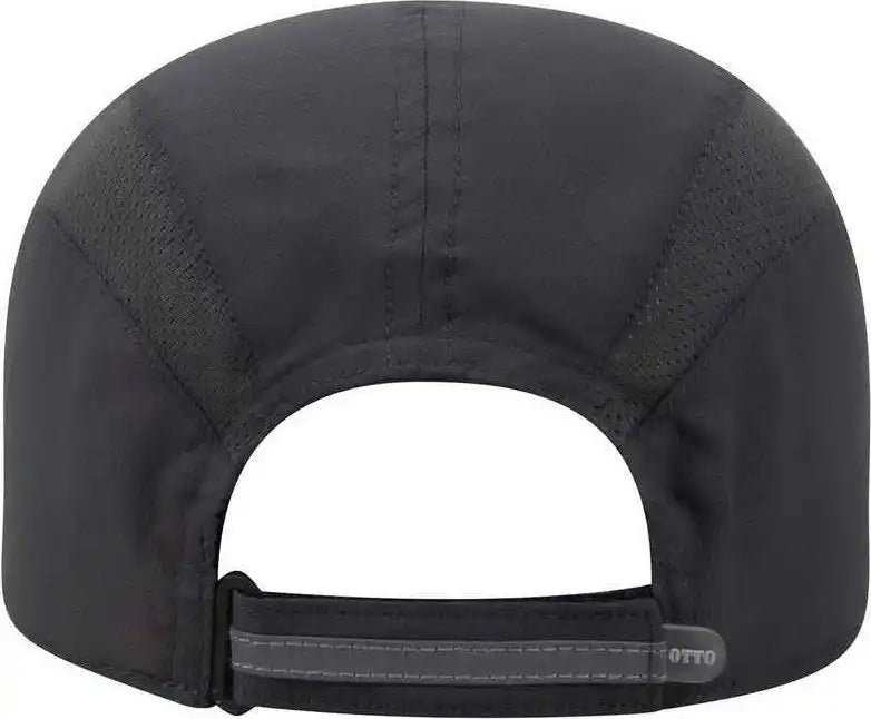 Otto 133-1240 6 Panel Polyester Pongee with Mesh Inserts and Reflective Sandwich Visor Running Cap - Charcoal Gray