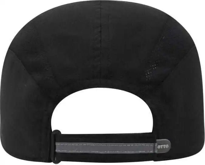 Otto 133-1240 6 Panel Polyester Pongee with Mesh Inserts and Reflective Sandwich Visor Running Cap - Black - one Size