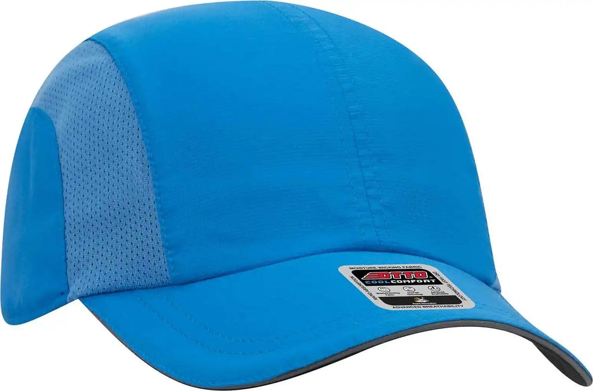 Otto 133 1240 6 Panel Polyester Pongee with Mesh Inserts and Reflective Sandwich Visor Running Cap Neon Blue / one Size