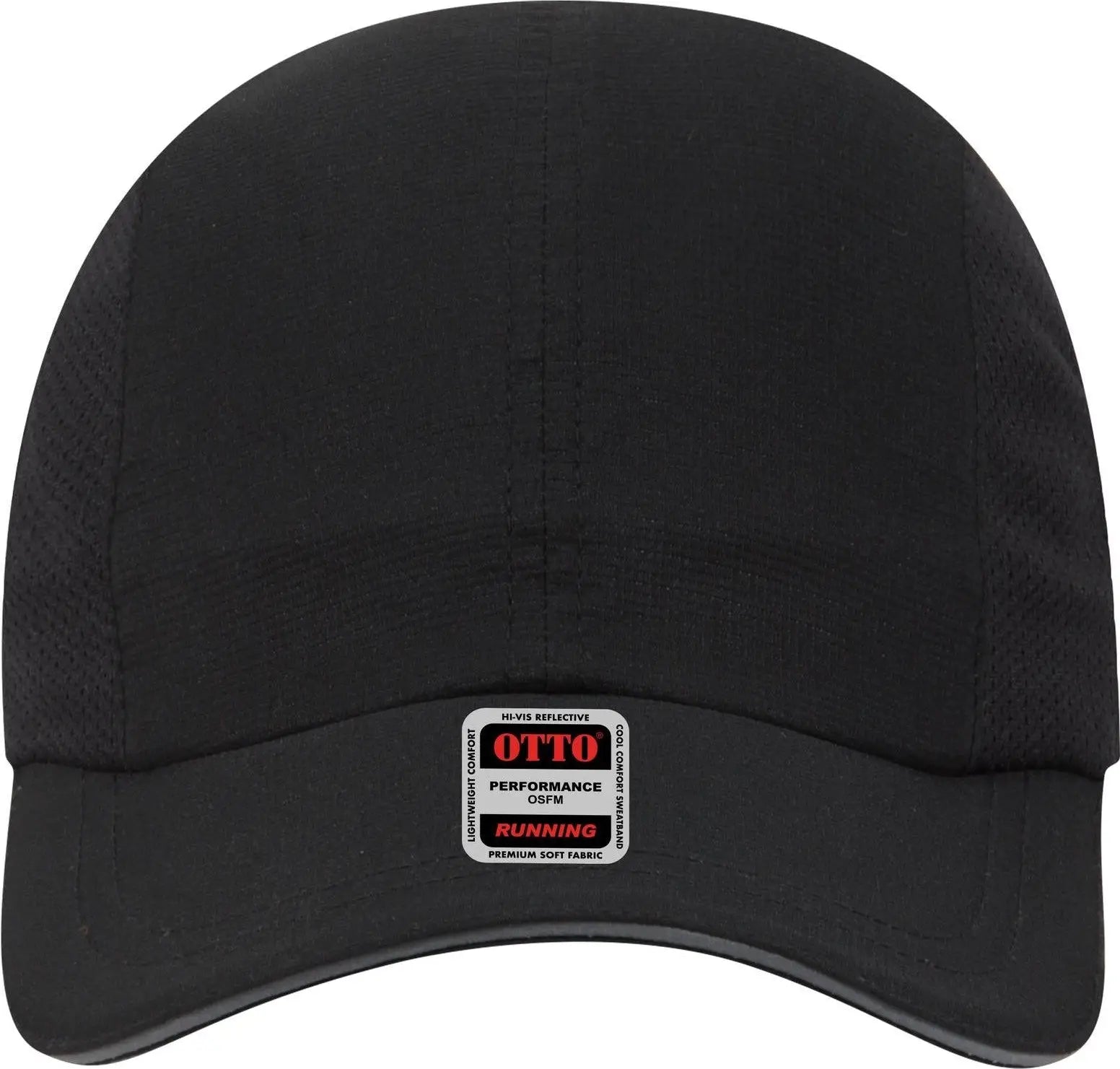Otto 133-1240 Reflective 6 Panel Running Cap - Black - 1/2’’ - 7 5/8’’