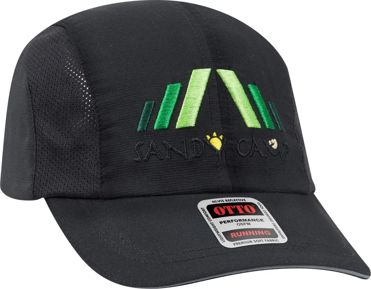 Otto 133-1240 Reflective 6 Panel Running Cap - Black - 1/2’’ - 7 5/8’’