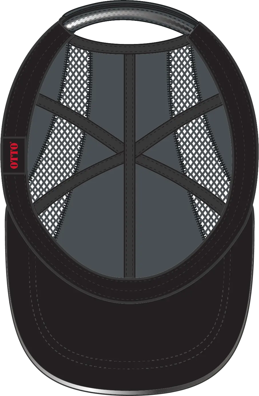 Otto 133-1240 Reflective 6 Panel Running Cap - Char. Gray - 1/2’’ - 7 5/8’’