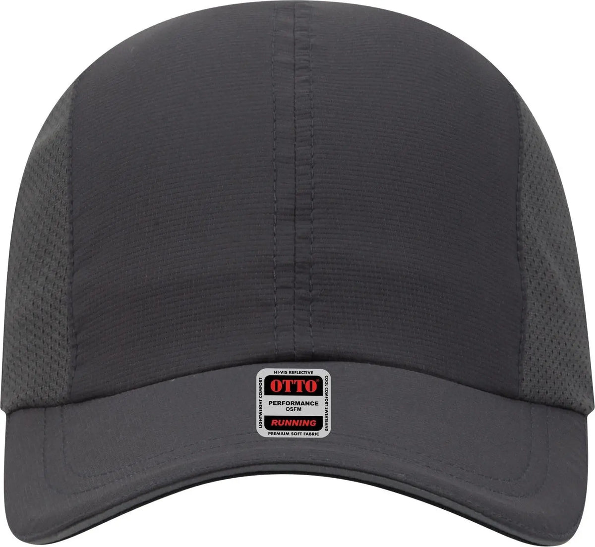 Otto 133-1240 Reflective 6 Panel Running Cap - Char. Gray - 1/2’’ - 7 5/8’’