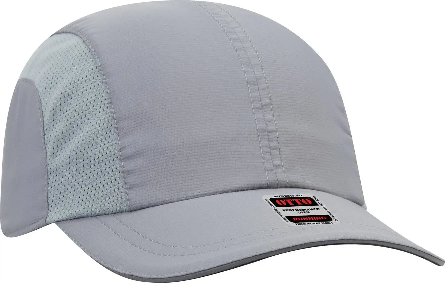 Otto 133-1240 Reflective 6 Panel Running Cap - Gray - 1/2’’ - 7 5/8’’