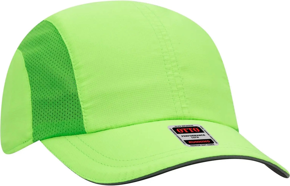 Otto 133-1240 Reflective 6 Panel Running Cap - N. Green - 1/2’’ - 7 5/8’’