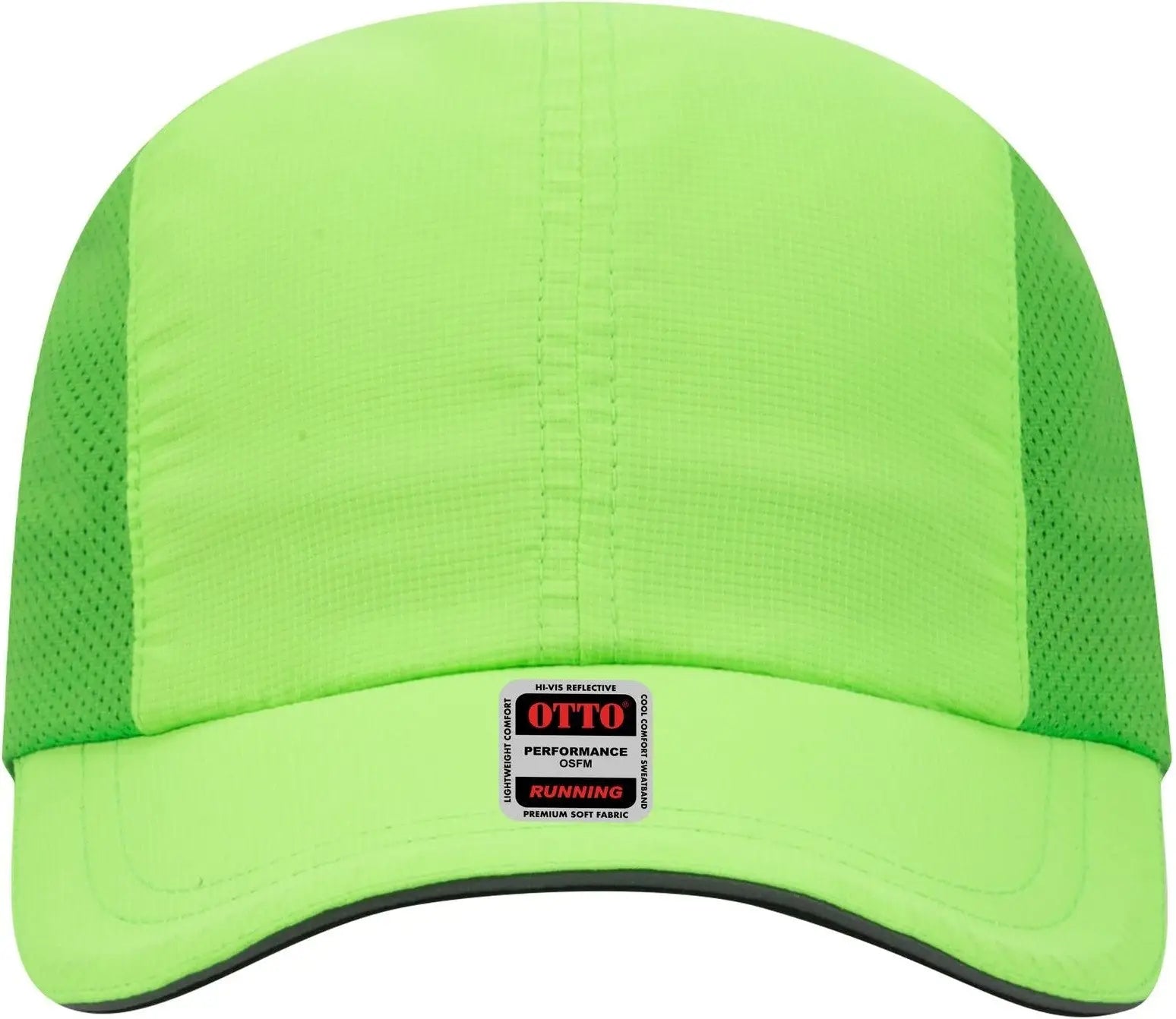 Otto 133-1240 Reflective 6 Panel Running Cap - N. Green - 1/2’’ - 7 5/8’’