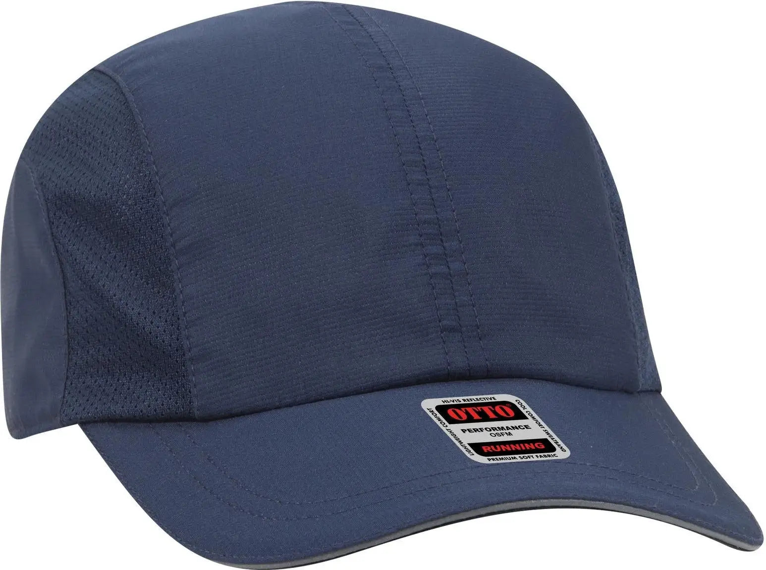 Otto 133-1240 Reflective 6 Panel Running Cap - Navy - 1/2’’ - 7 5/8’’