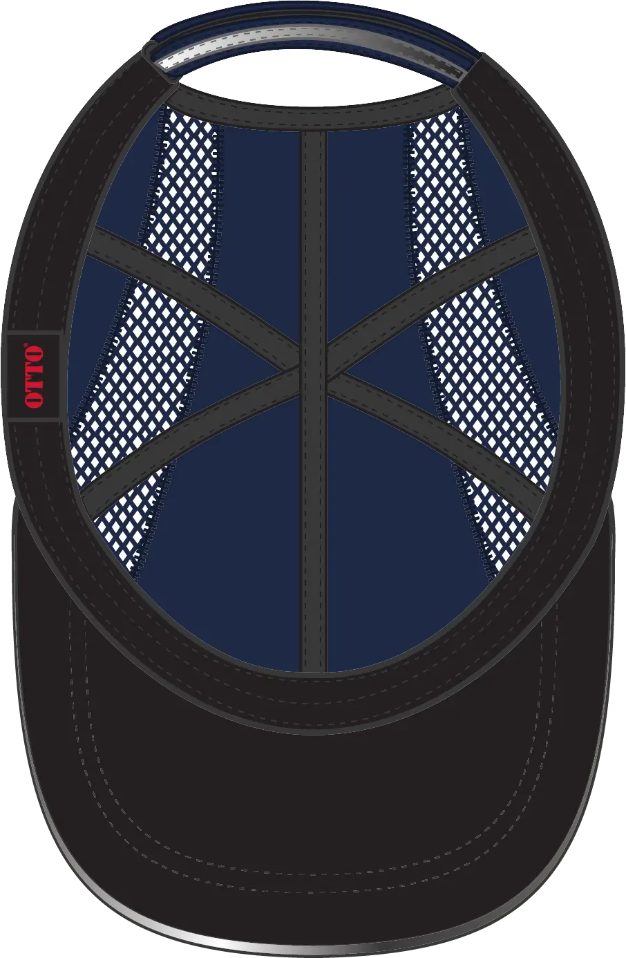 Otto 133-1240 Reflective 6 Panel Running Cap - Navy - 1/2’’ - 7 5/8’’
