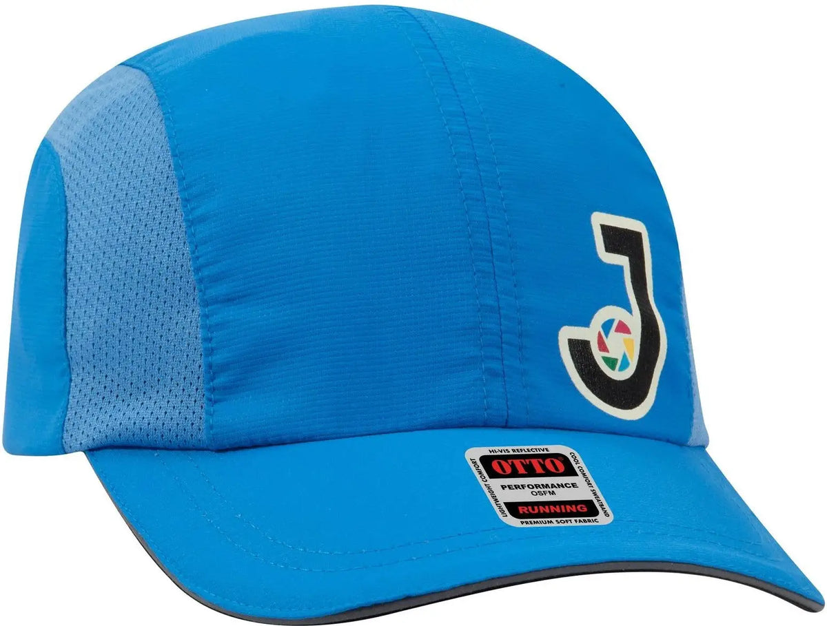 Otto 133-1240 Reflective 6 Panel Running Cap - Neon Blue - 1/2’’ - 7 5/8’’