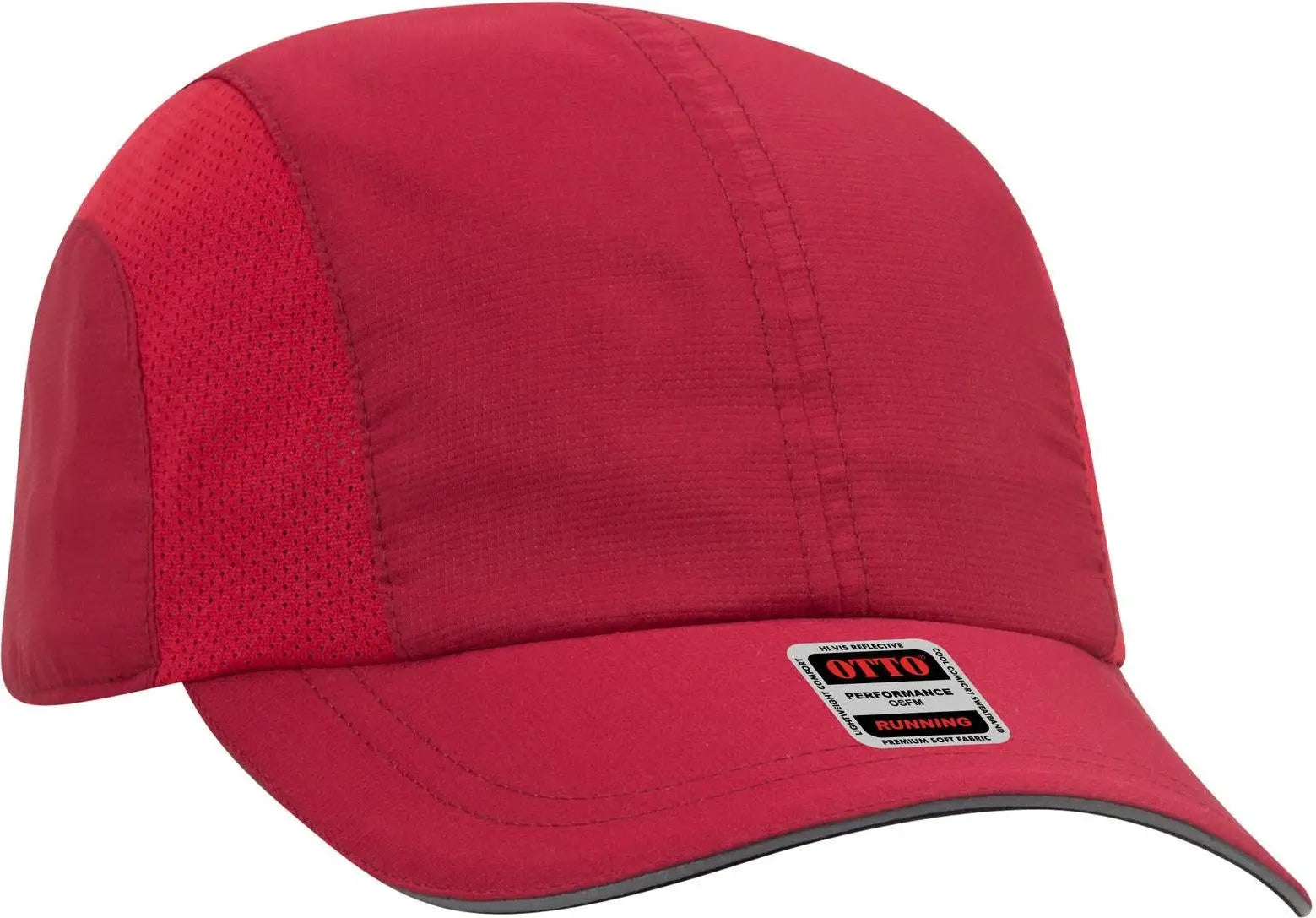 Otto 133-1240 Reflective 6 Panel Running Cap - Red - 1/2’’ - 7 5/8’’