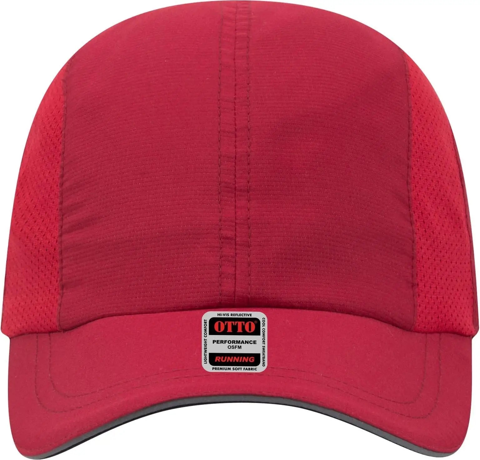 Otto 133-1240 Reflective 6 Panel Running Cap - Red - 1/2’’ - 7 5/8’’