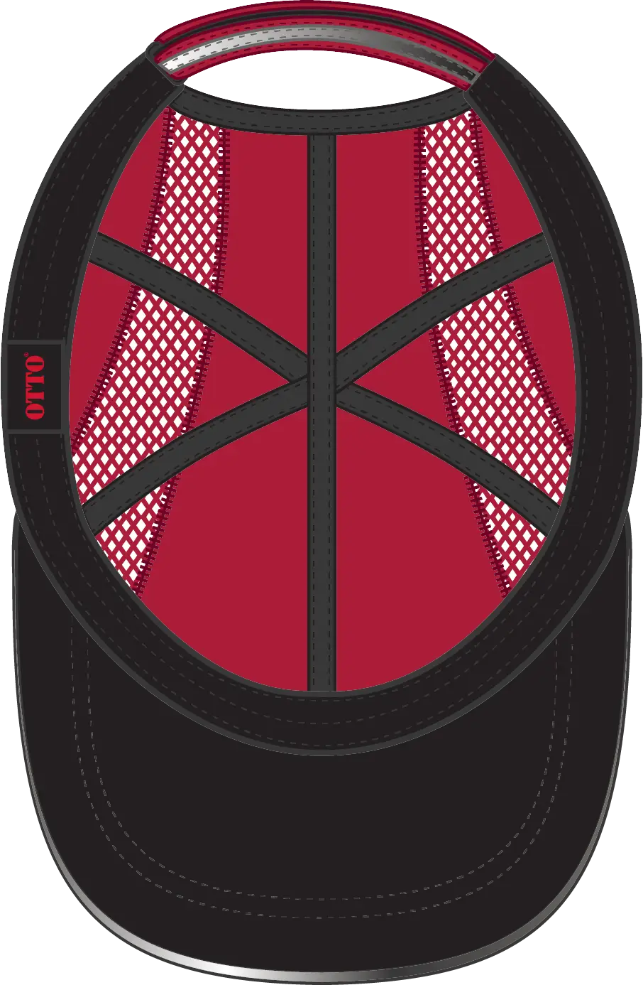 Otto 133-1240 Reflective 6 Panel Running Cap - Red - 1/2’’ - 7 5/8’’