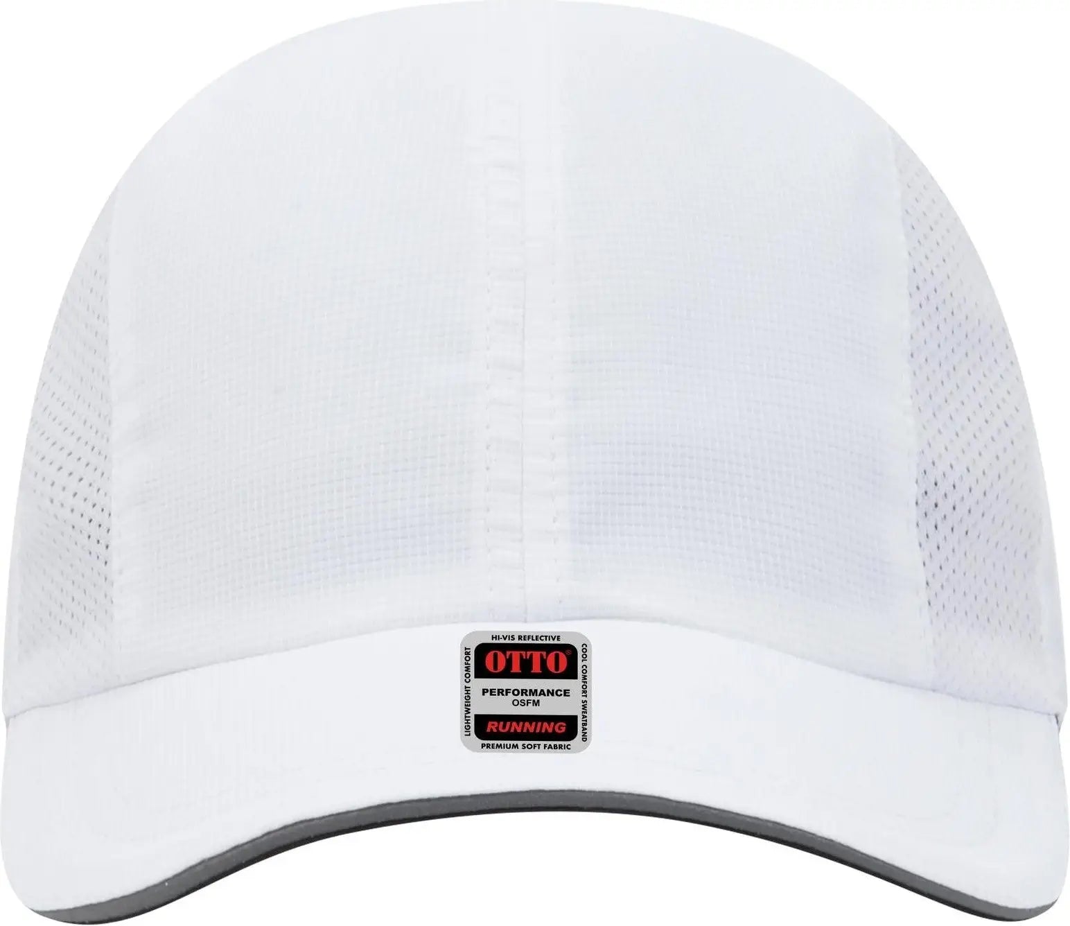 Otto 133-1240 Reflective 6 Panel Running Cap - White - 1/2’’ - 7 5/8’’