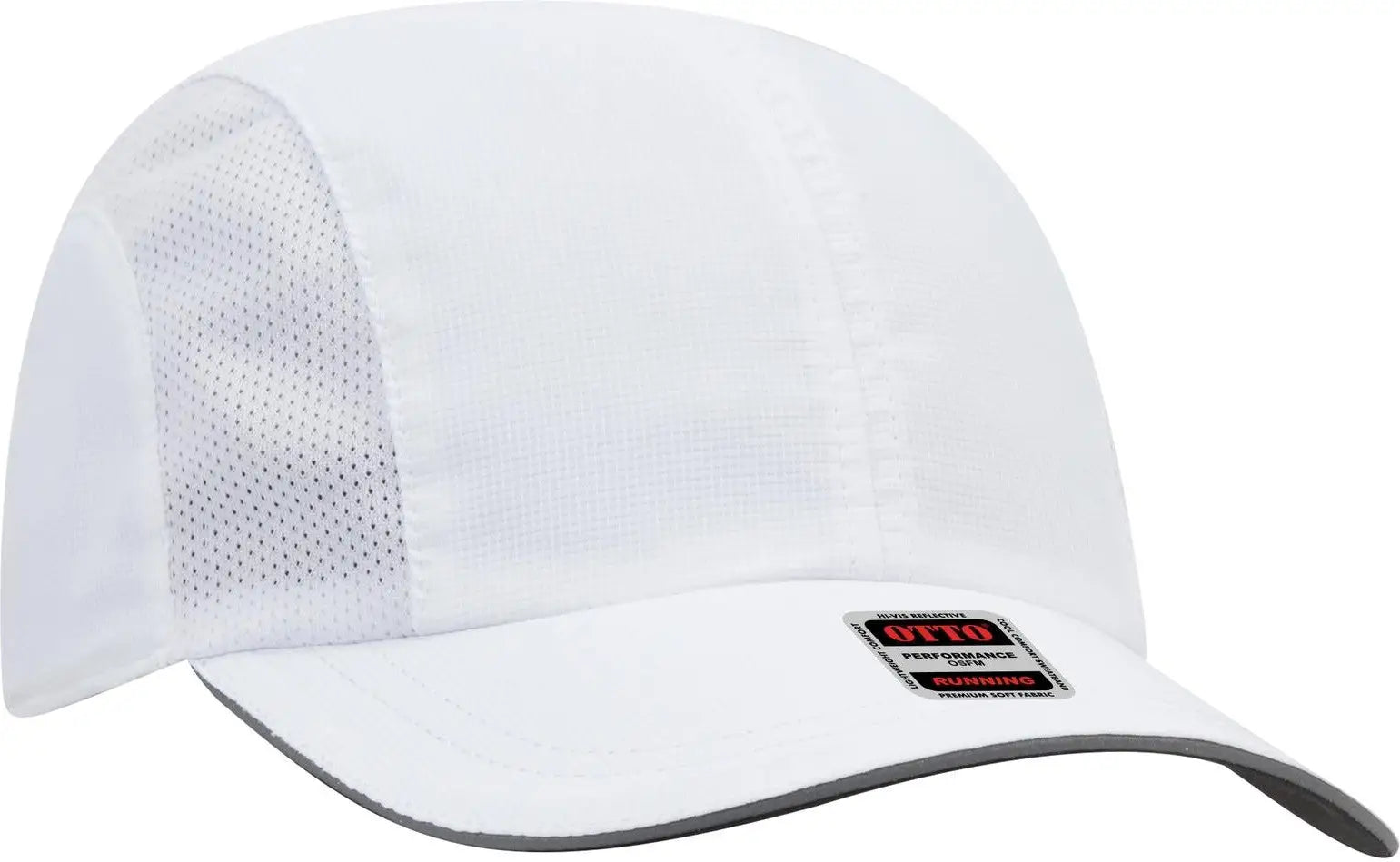 Otto 133-1240 Reflective 6 Panel Running Cap - White - 1/2’’ - 7 5/8’’