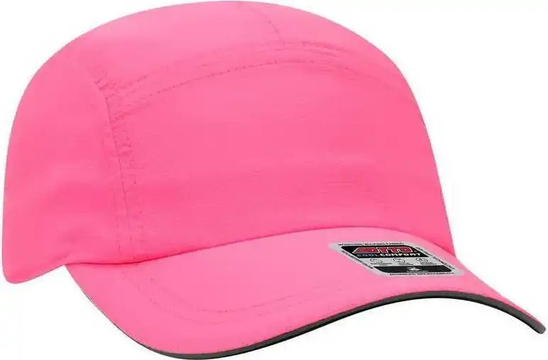 Otto 133-1252 5 Panel Polyester Pongee Reflective Sandwich Visor Running Cap - Neon Pink - one Size Fits Most