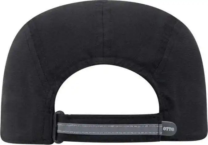 Otto 133-1252 5 Panel Polyester Pongee Reflective Sandwich Visor Running Cap - Black - one Size Fits Most