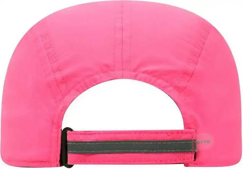 Otto 133-1252 5 Panel Polyester Pongee Reflective Sandwich Visor Running Cap - Neon Pink - one Size Fits Most