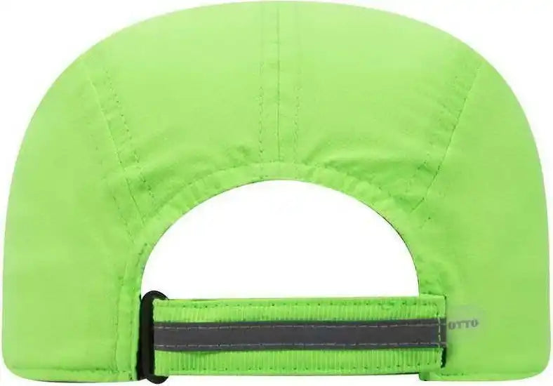 Otto 133-1252 5 Panel Polyester Pongee Reflective Sandwich Visor Running Cap - Neon Green - one Size Fits Most