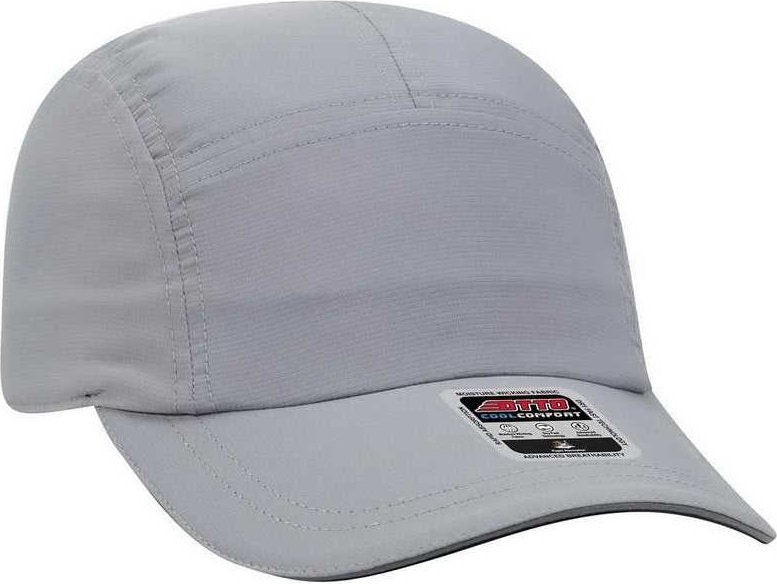 Otto 133-1252 5 Panel Polyester Pongee Reflective Sandwich Visor Running Cap - Gray - one Size Fits Most