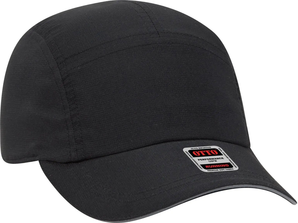 Otto 133-1252 Reflective 5 Panel Running Cap - Black - 6 1/2’’ - 7 5/8’’