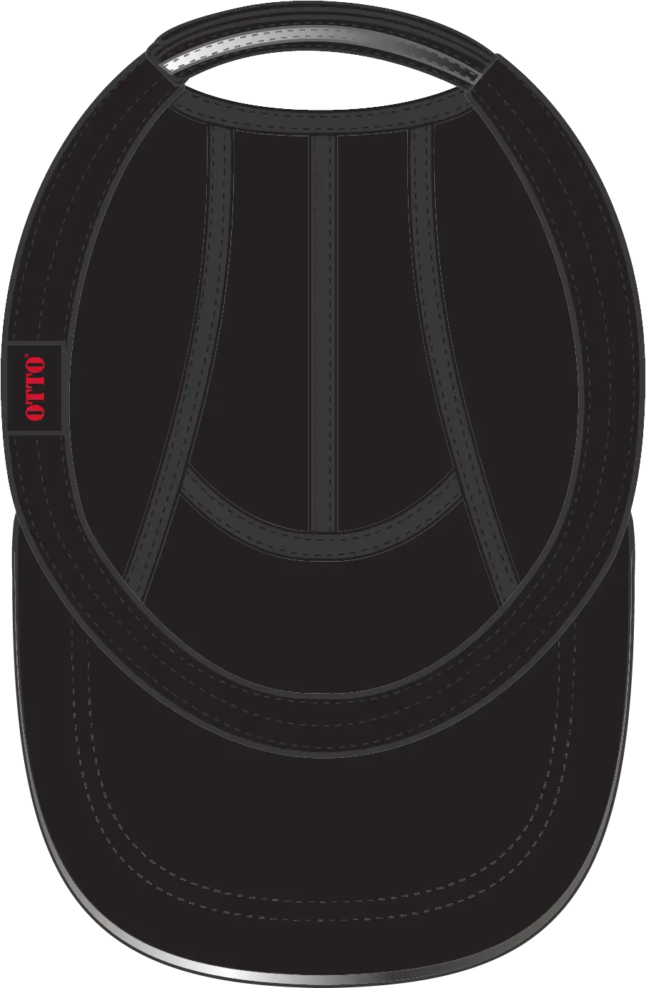 Otto 133-1252 Reflective 5 Panel Running Cap - Black - 6 1/2’’ - 7 5/8’’