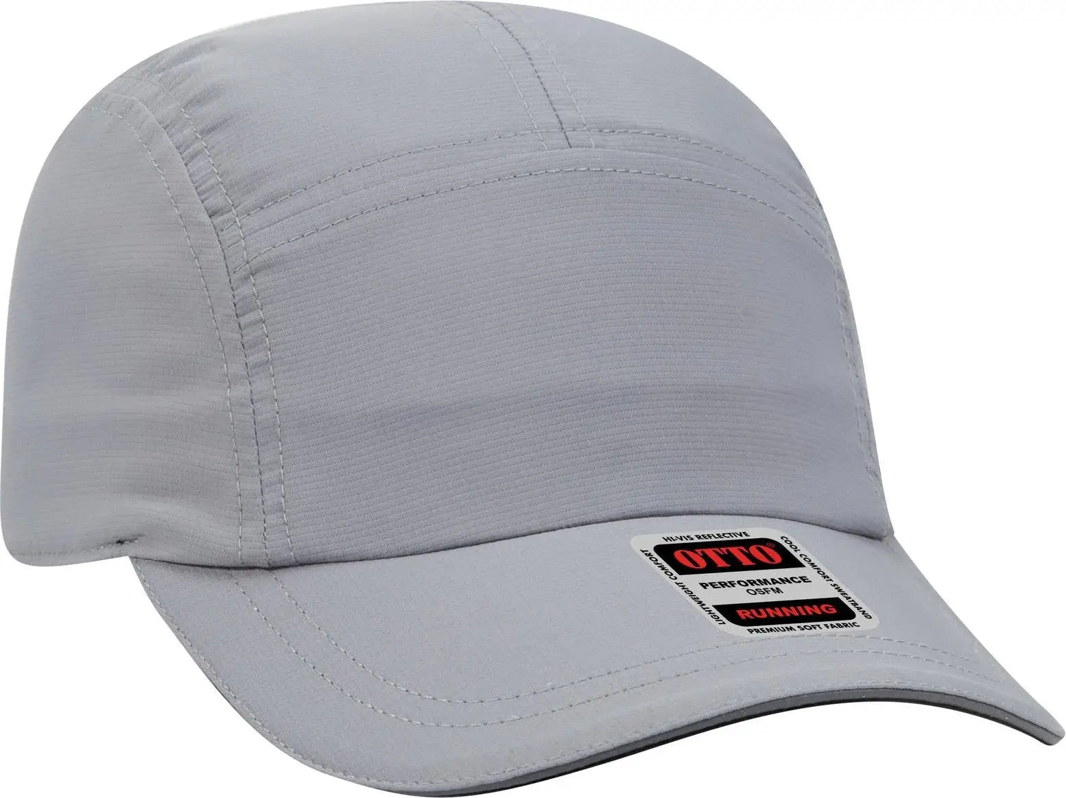 Otto 133-1252 Reflective 5 Panel Running Cap - Gray - 6 1/2’’ - 7 5/8’’