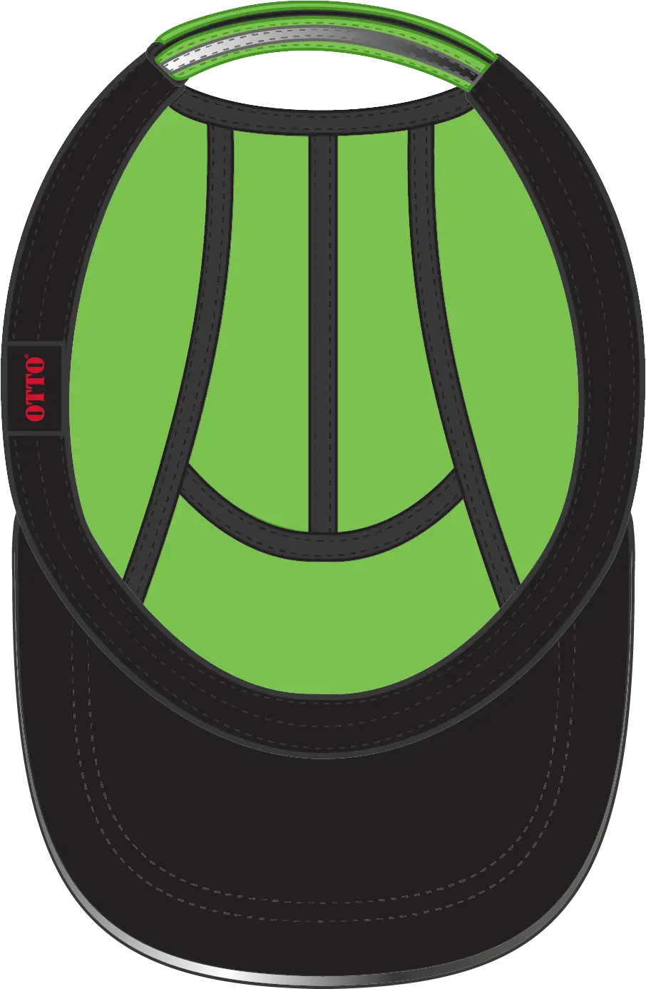 Otto 133-1252 Reflective 5 Panel Running Cap - N. Green - 6 1/2’’ - 7 5/8’’