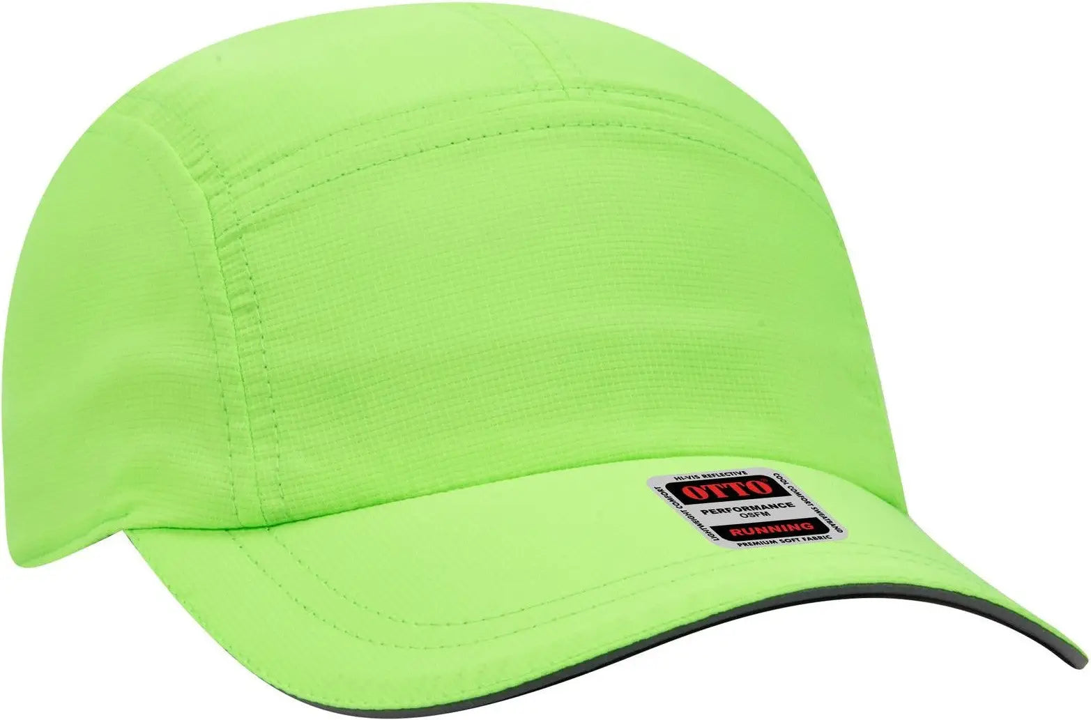 Otto 133-1252 Reflective 5 Panel Running Cap - N. Green - 6 1/2’’ - 7 5/8’’