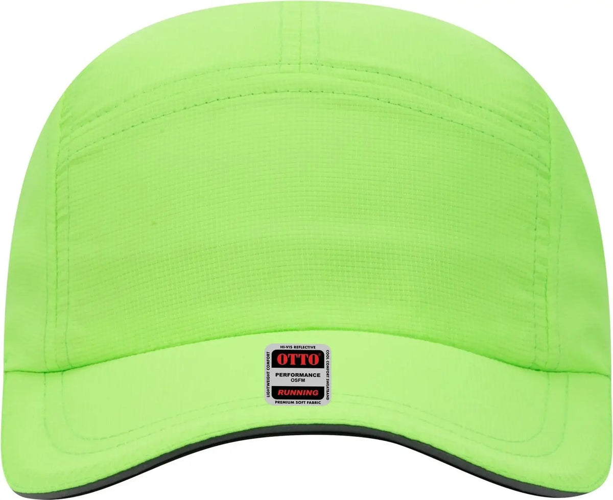 Otto 133-1252 Reflective 5 Panel Running Cap - N. Green - 6 1/2’’ - 7 5/8’’