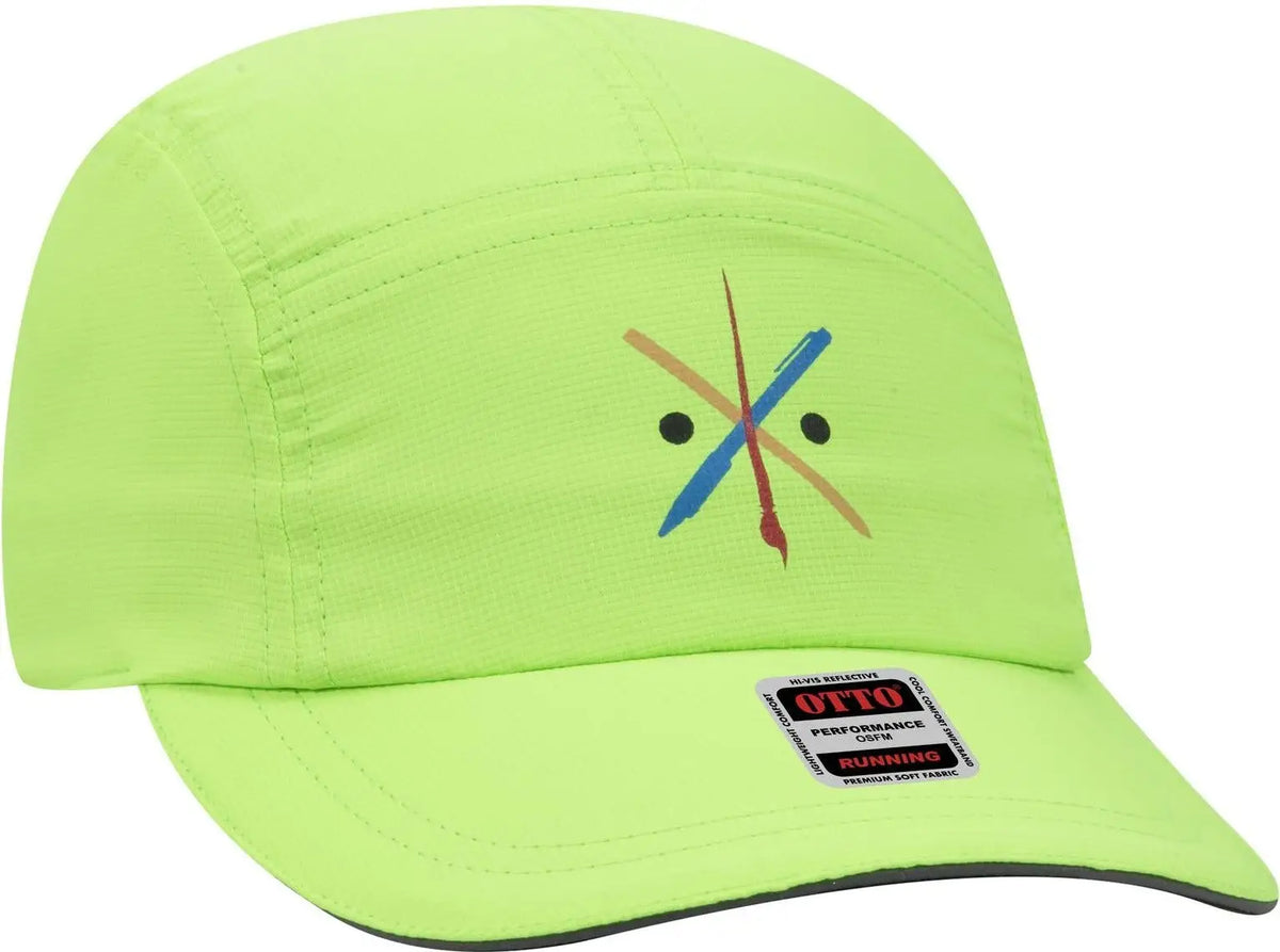 Otto 133-1252 Reflective 5 Panel Running Cap - N. Green - 6 1/2’’ - 7 5/8’’