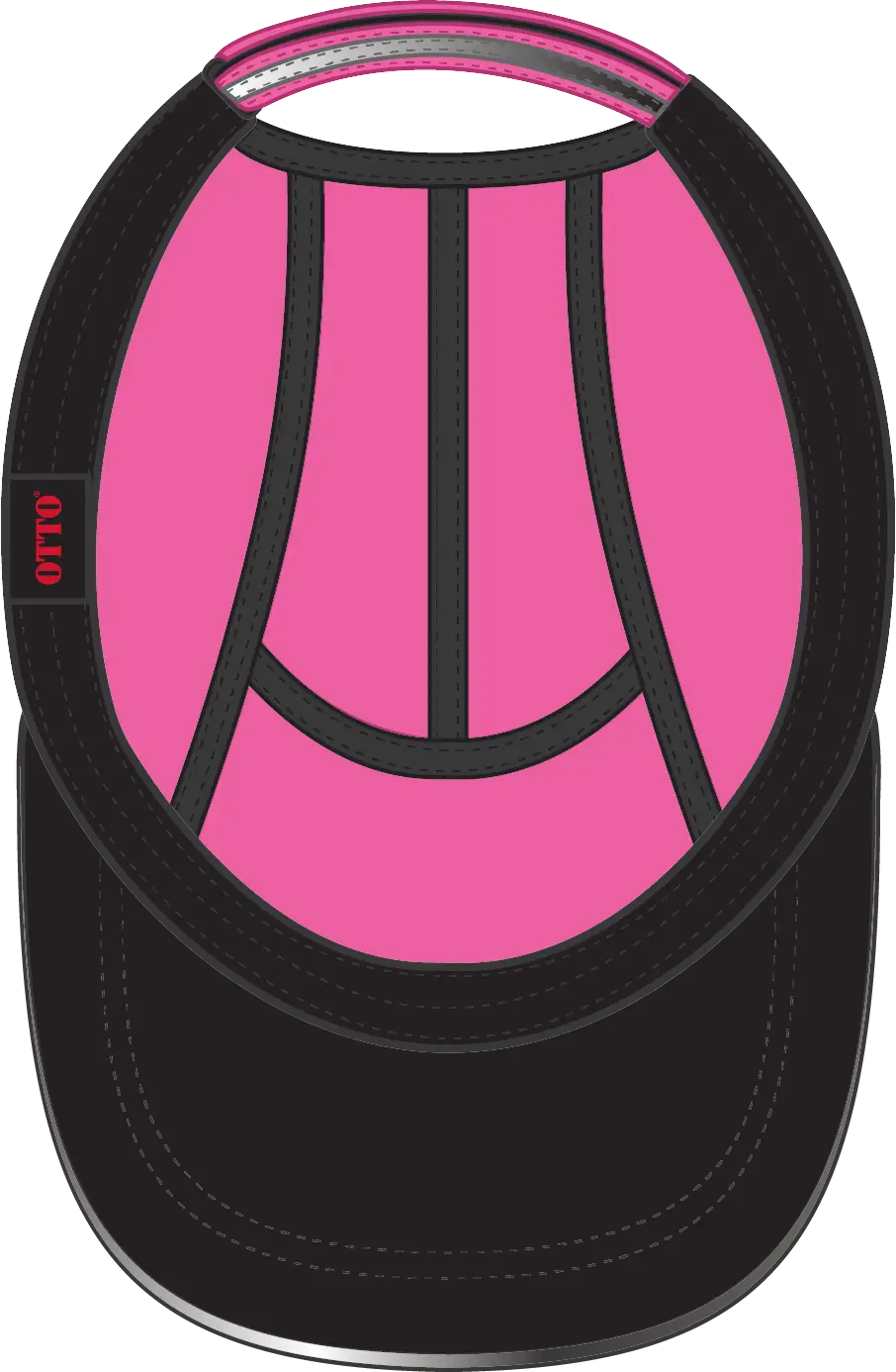Otto 133-1252 Reflective 5 Panel Running Cap - N. Pink - 6 1/2’’ - 7 5/8’’